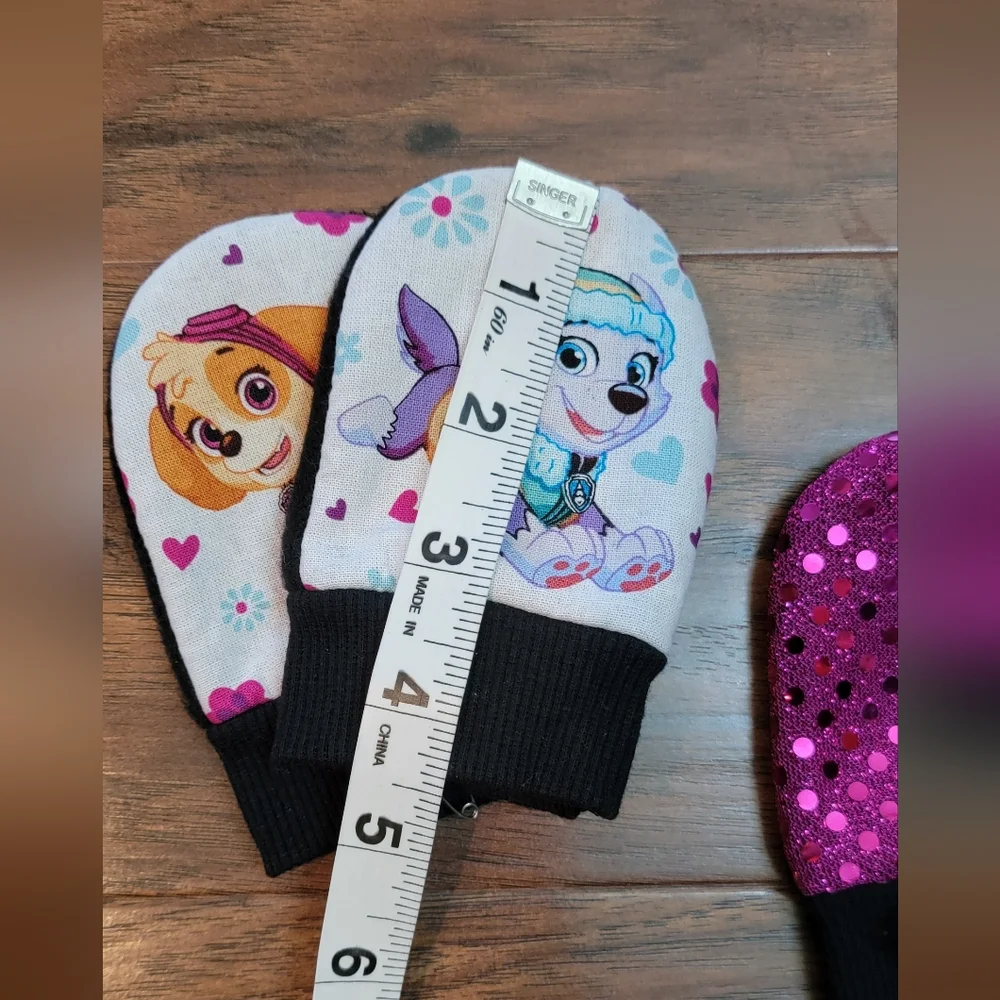 PAW Patrol and Pink Sparkle Sequin Fabric Fleece Girls Baby Mittens